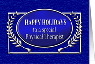 Happy Holidays Physical Therapist Blue and Silver card