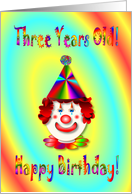 Birthday Three Year Old - Clown card