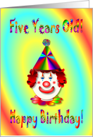 Birthday Five Year Old - Clown card