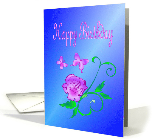 Happy Birthday Butterflies and Flower card (491598)