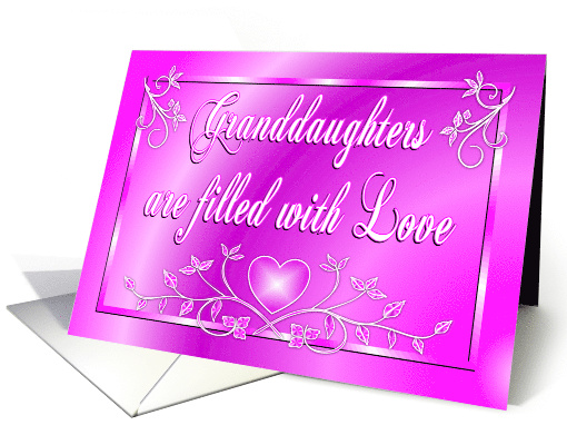 Granddaughter Birthday Flowers Heart Pink card (702034)