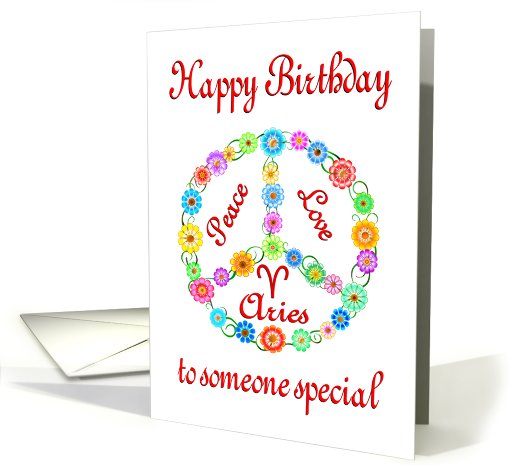 Happy Birthday Aries Astrology Zodiac Birth Sign card (810004)