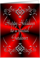 Gardener Happy Holidays Red and Silver card