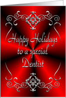 Dentist Happy Holidays Red and Silver card