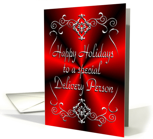 Newspaper Delivery Person Happy Holidays Red and Silver card (928273)