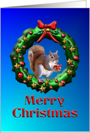 Merry Christmas Squirrel in Wreath card