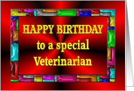 Happy Birthday Veterinarian Colorful Tiles card