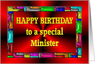 Happy Birthday Minister Colorful Tiles card