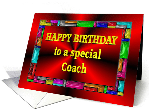 Happy Birthday Coach Colorful Tiles card (993277)