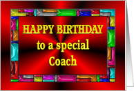 Happy Birthday Coach Colorful Tiles card