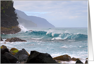 Waves Crashing on Na Pali Coast in Kauai, Hawaii card