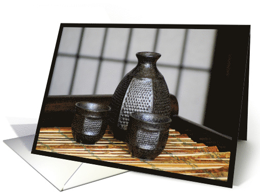 Invitation for drinks and Appetizers-- Sake Cups and Carafe card