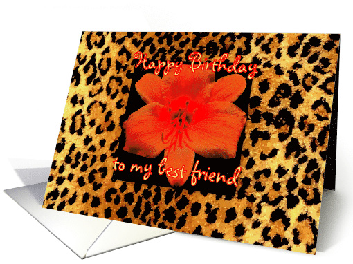 Happy Birthday Lily on Leopard Print to Best Friend card (437777)