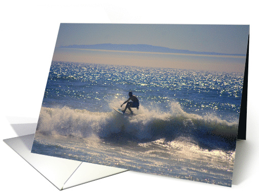 Surfer Along Huntington Beach, California - Blank card (507763)