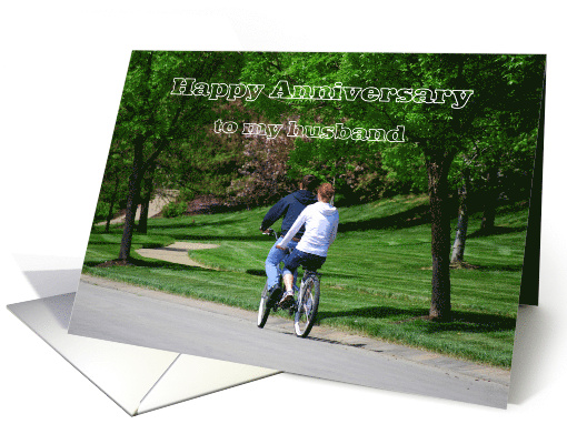 Tandem Bicycle Happy Anniversary Husband card (609574)
