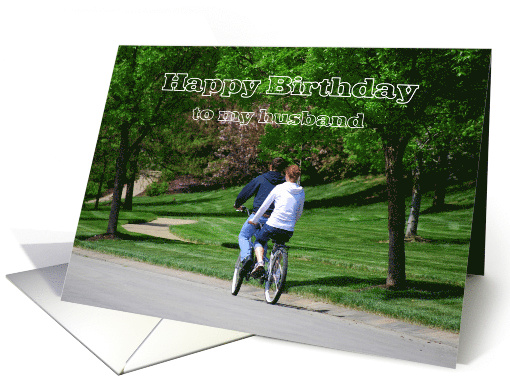 Tandem Bicycle Happy Birthday Husband card (609580)