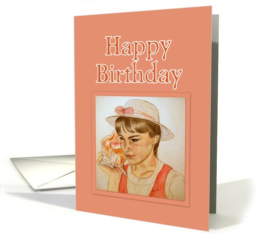 Happy Birthday Girl with Pink Conch Shell card (656653)