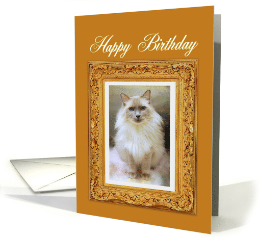 Happy Birthday, Ragdoll Cat Portrait Gold Masterpiece card (689351)