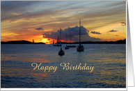 Happy Birthday, Sailboats at Sunset card