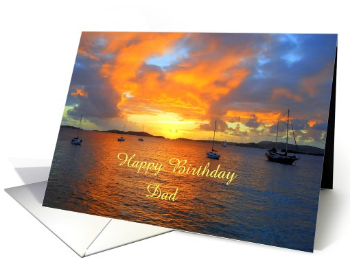 Happy Birthday, Dad, Sailboats at Sunset card (907930)