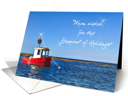 Cape Cod Toy boat  Warm wishes for the Happiest of Holidays card