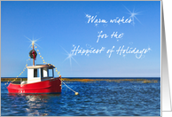 Cape Cod Toy boat  Warm wishes for the Happiest of Holidays card