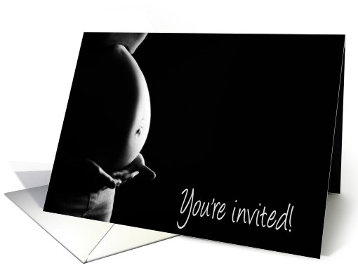 You're invited to a baby shower (B&W belly photo) card (413876)