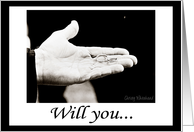 Will you...officiate(Officiant holding rings in B&W) card