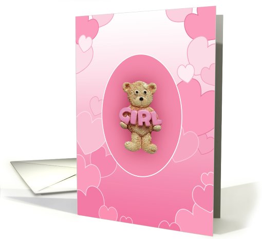 Pink Girl Teddy Bear card (418010)