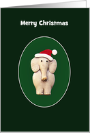 Merry Christmas Elephant & Santa’s Hat, Custom Text card