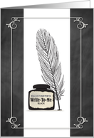 Write To Me Feather Ink Pen Note Chalkboard card