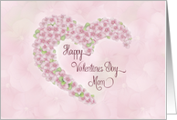 Mom Valentine Heart Pink Watercolor Hydrangea card