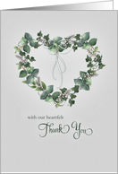 Heartfelt Sympathy Thank You Ivy Eucalyptus White Flowers Heart Wreath card