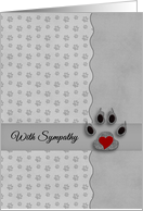 Pet Sympathy in Silver and Black Paw Prints and Heart card