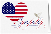 Military Sympathy Loss of a Hero American Flag Heart and Dove card