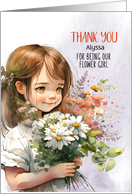 Flower Thank You Girl with Daisy Bouquet and Name card