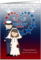 Military Wedding Congratulations Bride and Groom Stars and Stripes card