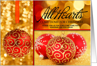 Welcome Home Party Red and Gold Christmas Ornaments card