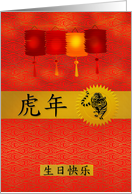 Tiger Year of Birthday Red and Gold Chinese Characters card