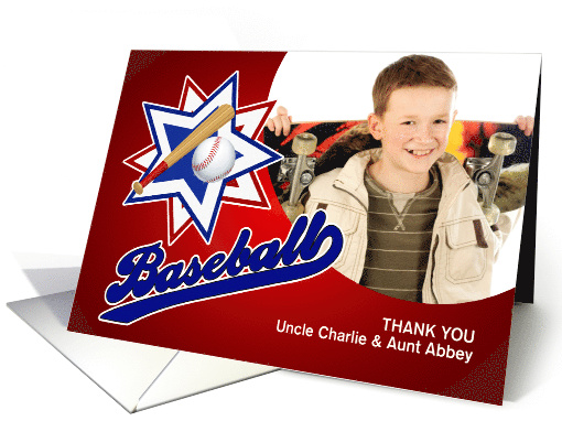 Sports Themed Baseball Thank You with Child's Photo card (1028189)