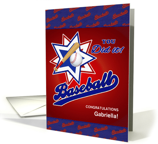 Custom Congratulations on Baseball Theme card (1028271)