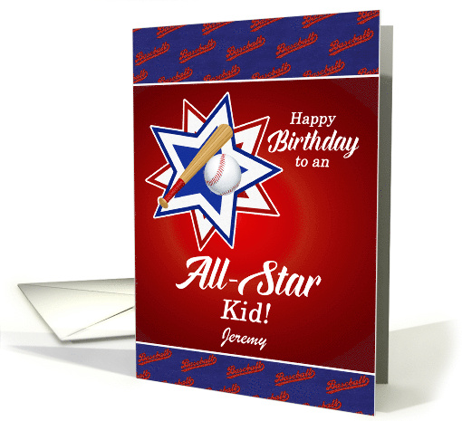 Baseball Themed Birthday for the Sports Fan with Custom Name card