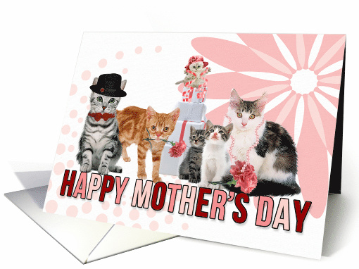 Happy Mother's Day for Cat Lover in Pink and Red card (1029431)