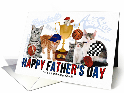 For Coach on Father's Day Sports Themed Cats card (1030055)