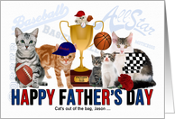 Son in Law on Father’s Day - Sports Themed Custom Cat Lover card