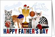 Funny Sports Themed Cat Lovers for Father’s Day card