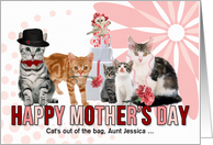 for Aunt on Mother’s Day Cat Lover Pink and Red Custom card