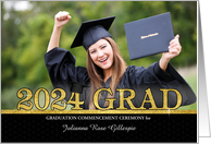 Class of 2024 Graduation Party Invitation Grad’s Photo Gold Bling card