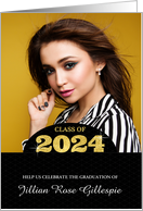 Class of 2024 Graduation Party Invitation Grad’s Photo Gold Bling card