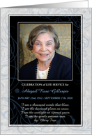 Celebration of Life Service with Photo Soft Blue and Black Elegance card